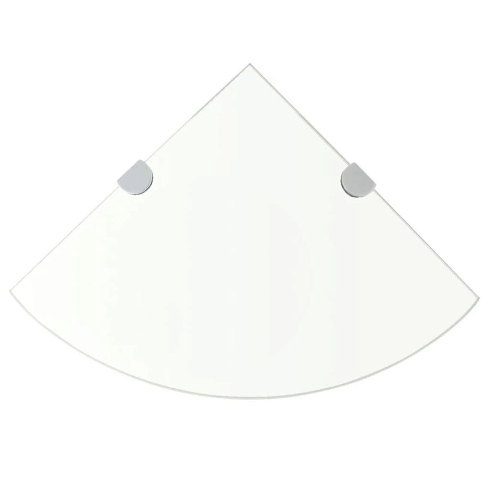 vidaXL Hörnhylla med förkromade hyllkonsoler glas genomskinlig 25x25cm