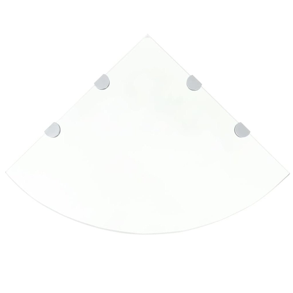 vidaXL Hörnhylla glas med förkromade hyllkonsoler genomskinlig 45x45cm