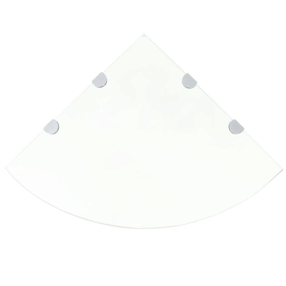 vidaXL Hörnhylla glas med förkromade hyllkonsoler genomskinlig 45x45cm