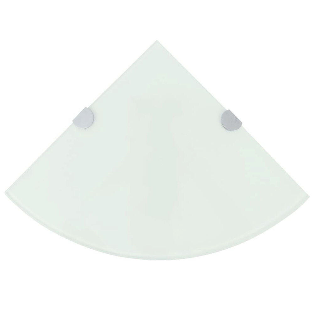 vidaXL Hörnhylla glas med förkromade hyllkonsoler vit 25x25 cm
