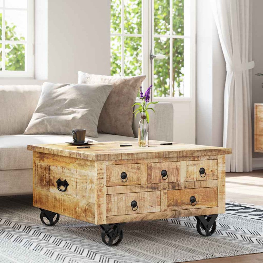 vidaXL Soffbord grovt mangoträ 70x70x40 cm