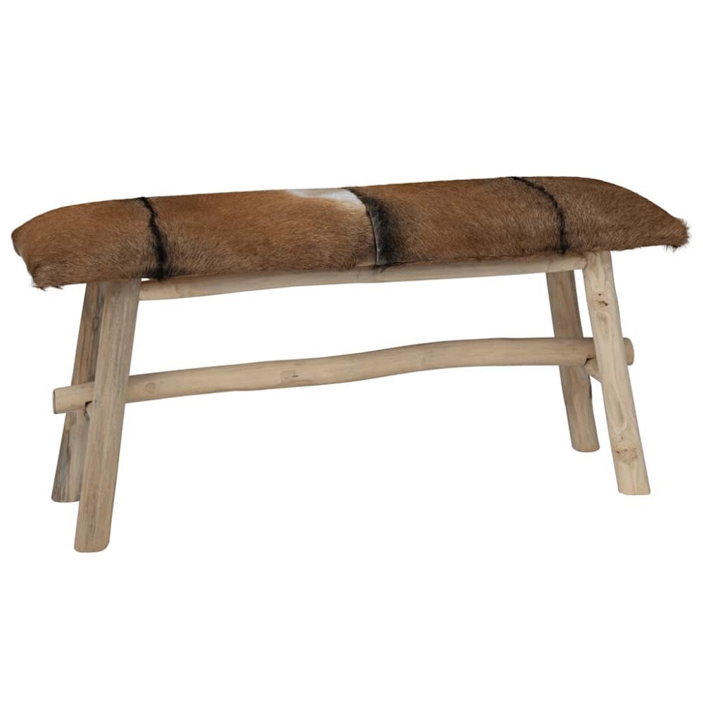 vidaXL Bänk getskinnsläder teak