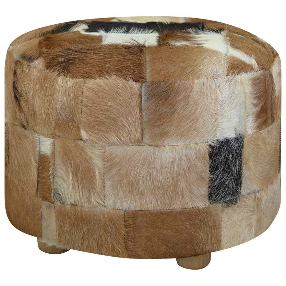 vidaXL Puff getskinnsläder runt 50x50x45 cm