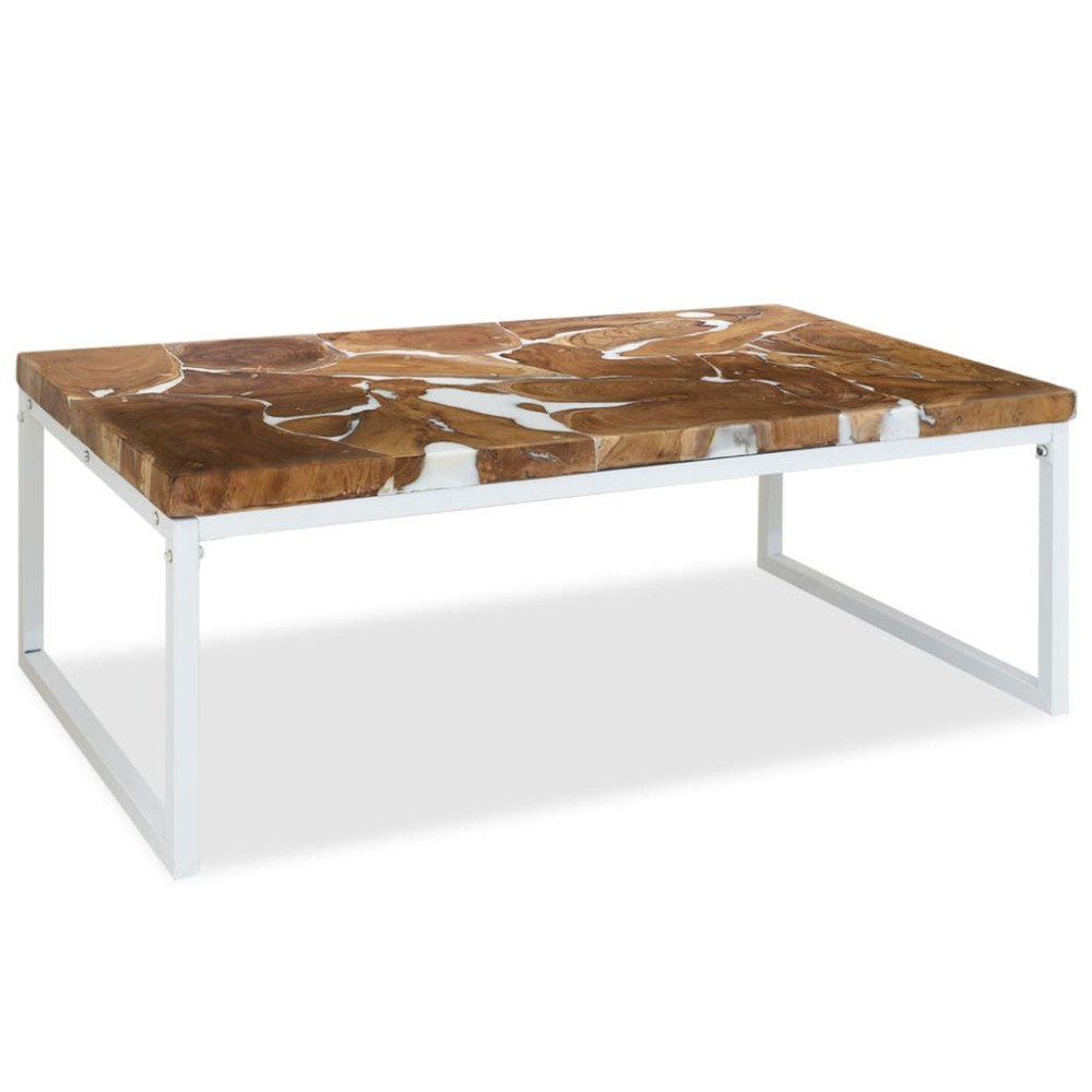 vidaXL Soffbord teak och harts 110x60x40 cm