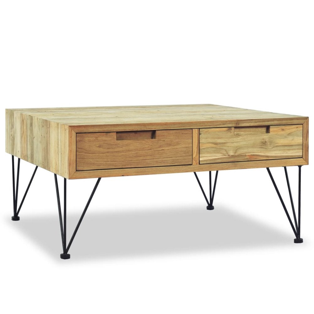 vidaXL Soffbord 80x80x40 cm massivt teakträ