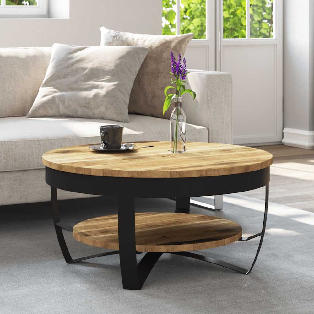 vidaXL Soffbord massivt grovt mangoträ 65x32 cm