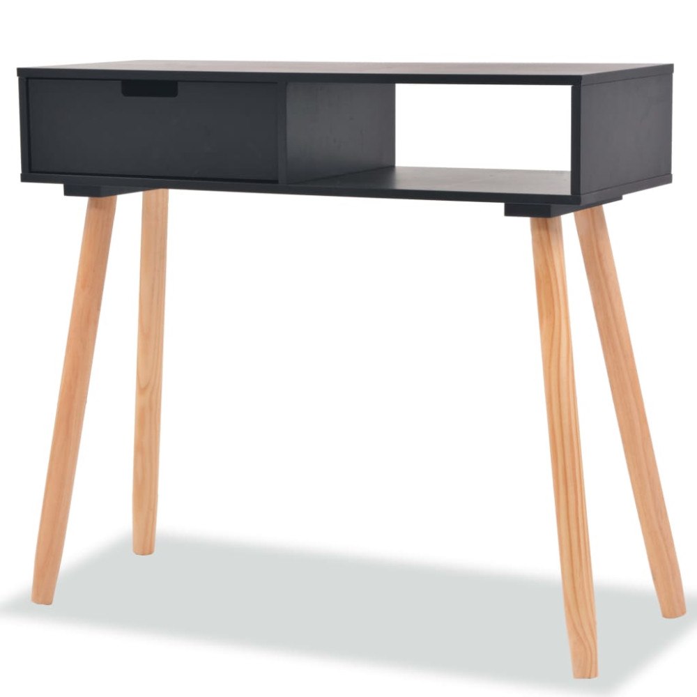 vidaXL Konsolbord massiv furu 80x30x72 cm svart