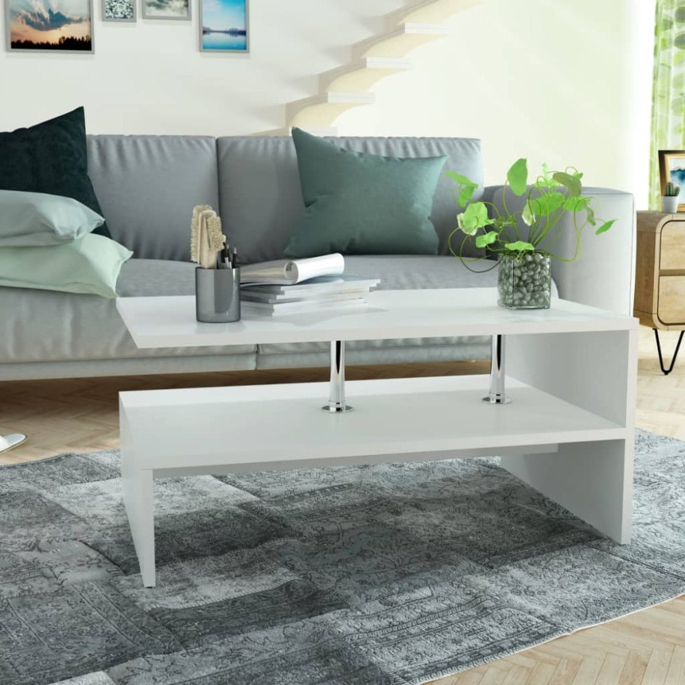 vidaXL Soffbord spånskiva 90x59x42 cm vit