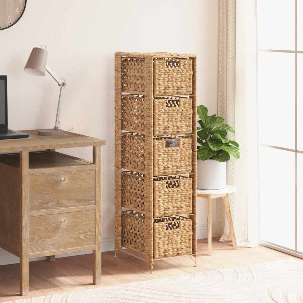 vidaXL Förvaringsmöbel med 5 korgar 25,5x37x100 cm vattenhyacint