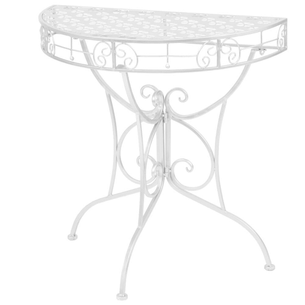 vidaXL Sidobord vintage stil halvrunt metall 72x36x74 cm silver