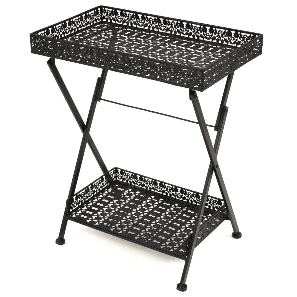 vidaXL Hopfällbart tebord vintage stil metall 58x35x72 cm svart
