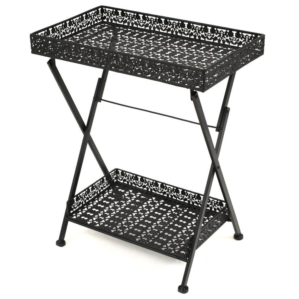 vidaXL Hopfällbart tebord vintage stil metall 58x35x72 cm svart