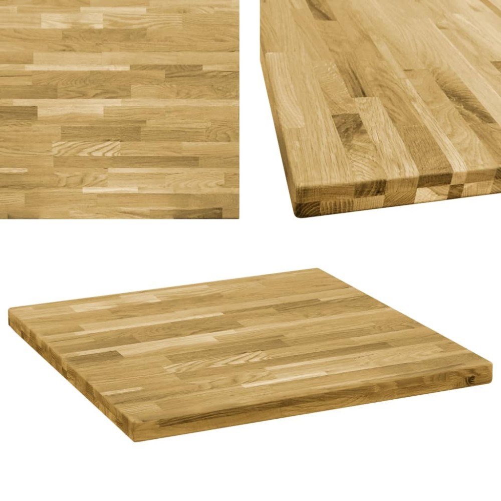 vidaXL Bordsskiva massivt ekträ fyrkantig 44 mm 80x80 cm