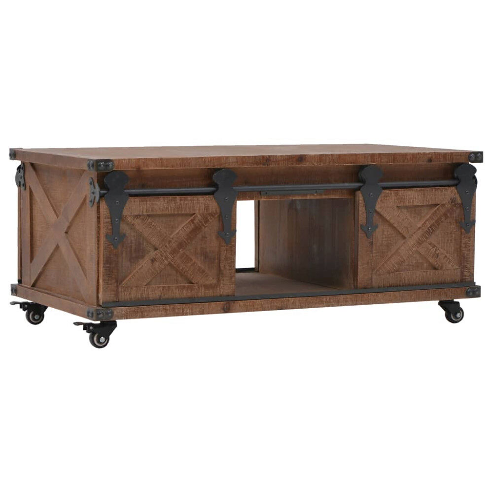 vidaXL Soffbord massivt granträ 91x51x38 cm brun
