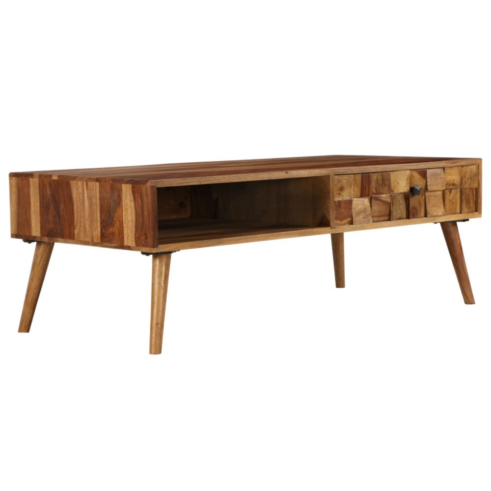 vidaXL Soffbord massivt sheshamträ med honungsfinish 110x50x37 cm