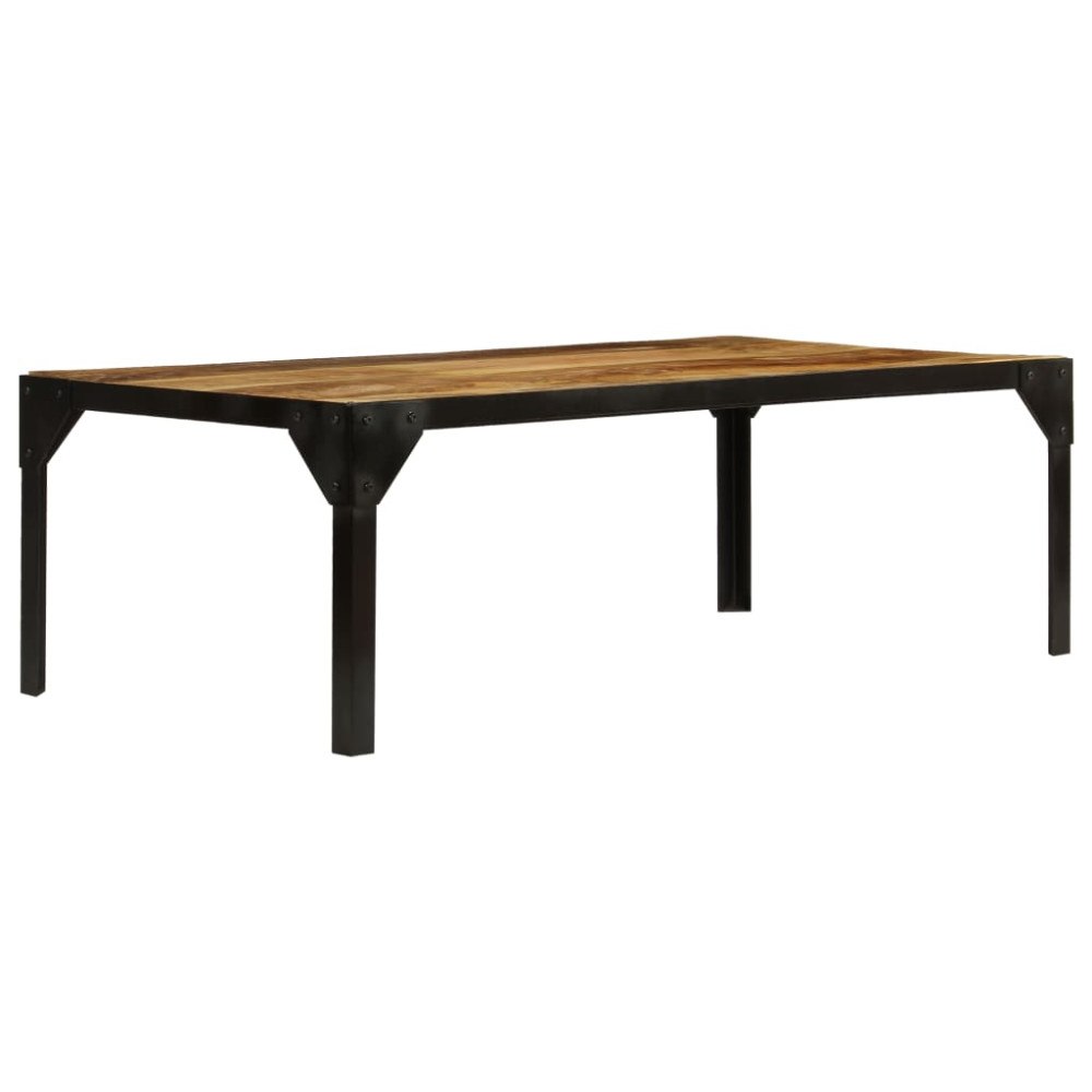 vidaXL Soffbord massivt grovt mangoträ och stål 110 cm