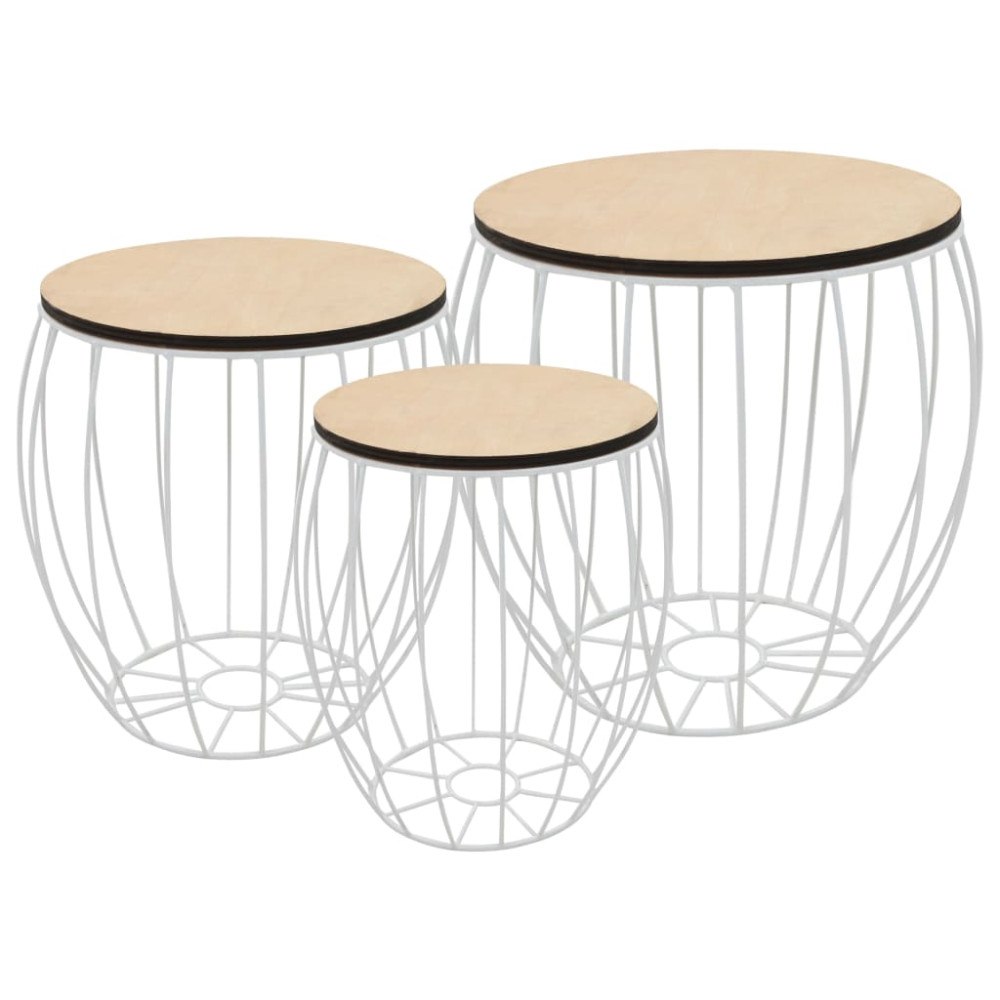 vidaXL Soffbord 3 st poppelplywood järn