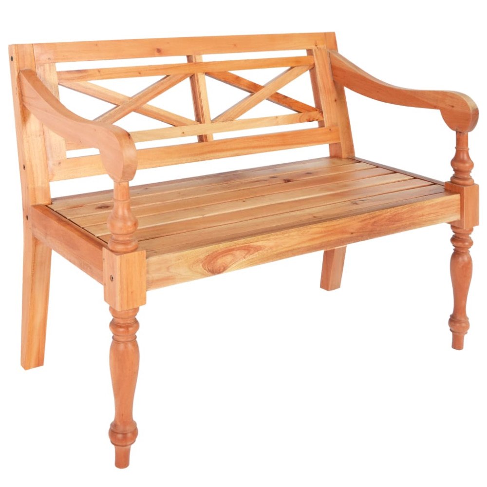 vidaXL Bataviabänk 98 cm massivt mahognyträ ljusbrun