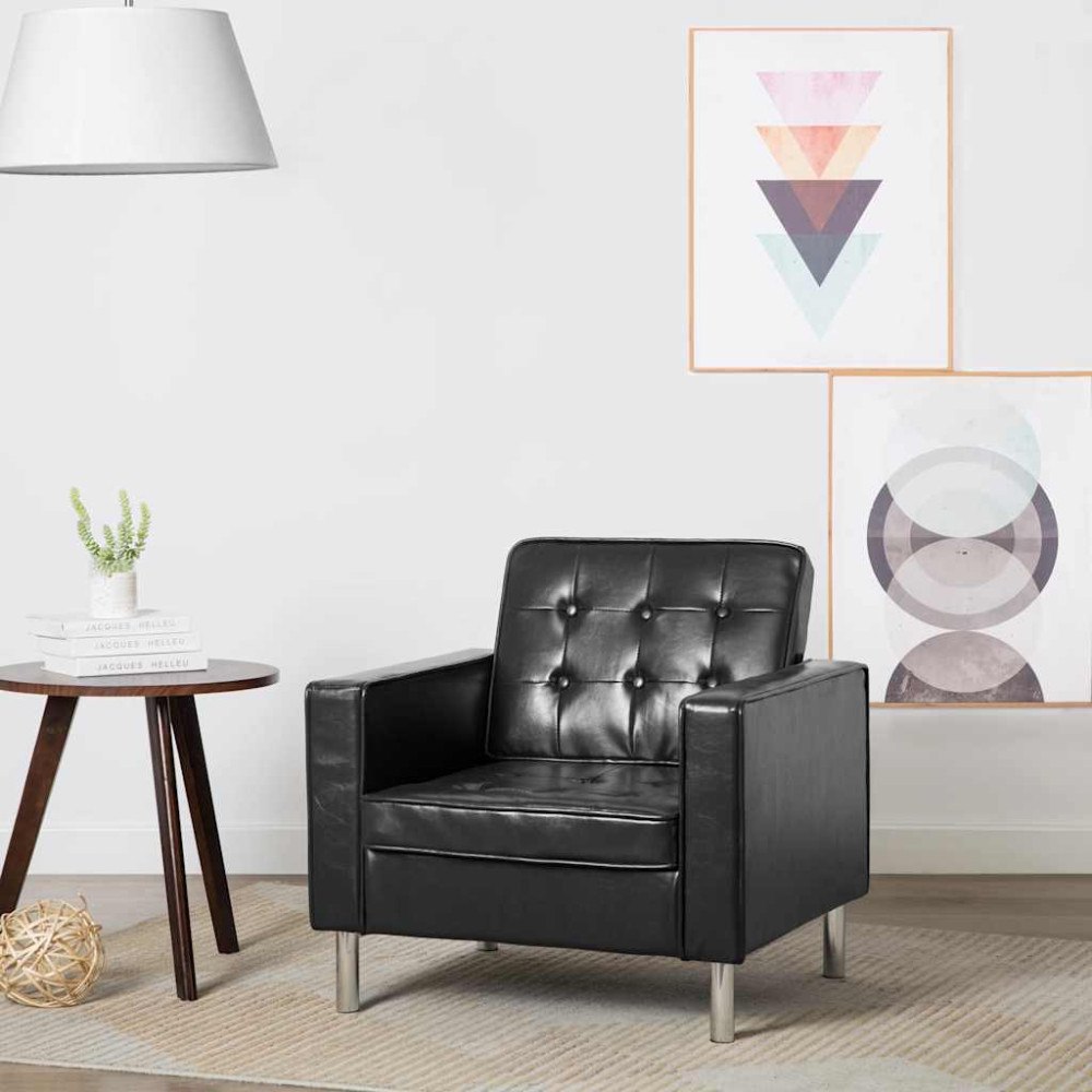 vidaXL Fåtölj svart 75x70x75 cm konstläder