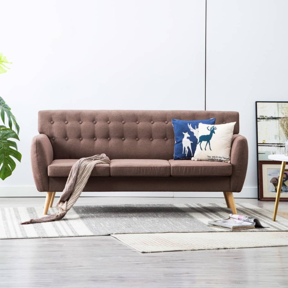 vidaXL 3-sitssoffa med tygklädsel 172x70x82 cm brun
