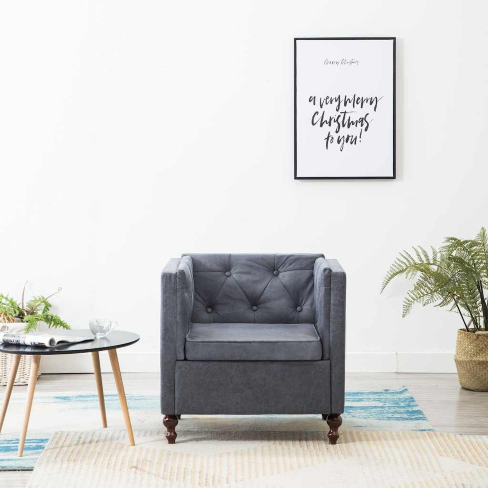 vidaXL Fåtölj grå tyg