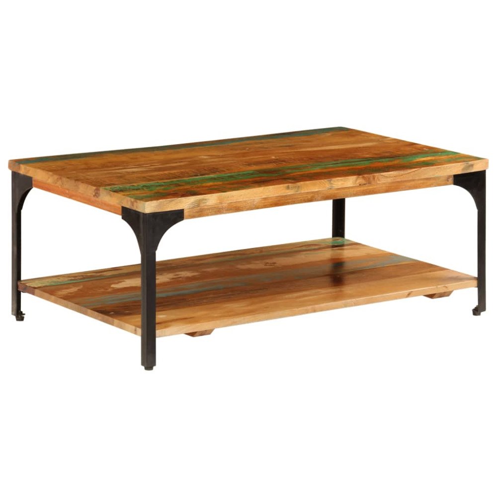 vidaXL Soffbord med hylla 100x60x35 cm massivt återvunnet trä