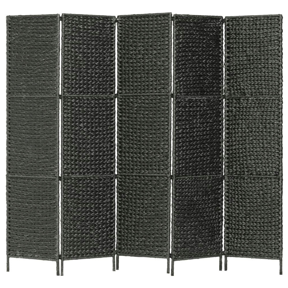 vidaXL Rumsavdelare 5 paneler vattenhyacint 193x160 cm svart
