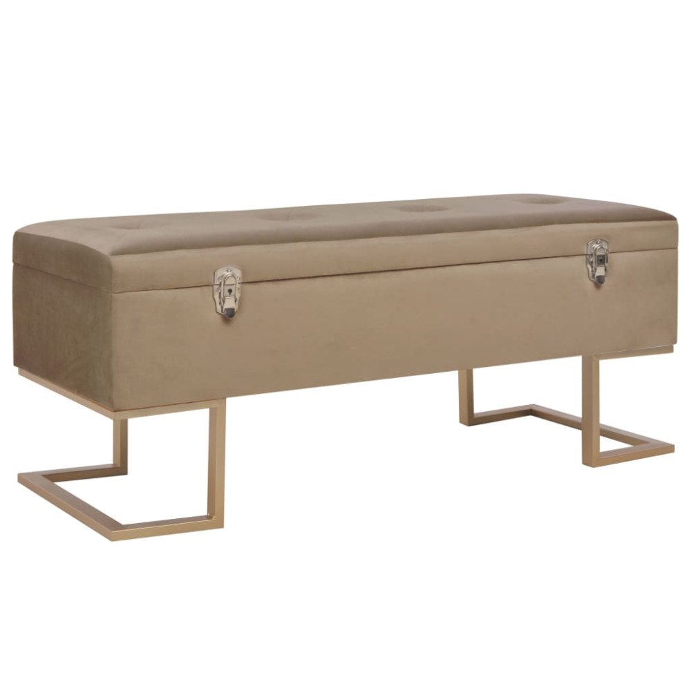 vidaXL Bänk med förvaringsutrymme 105 cm beige sammet