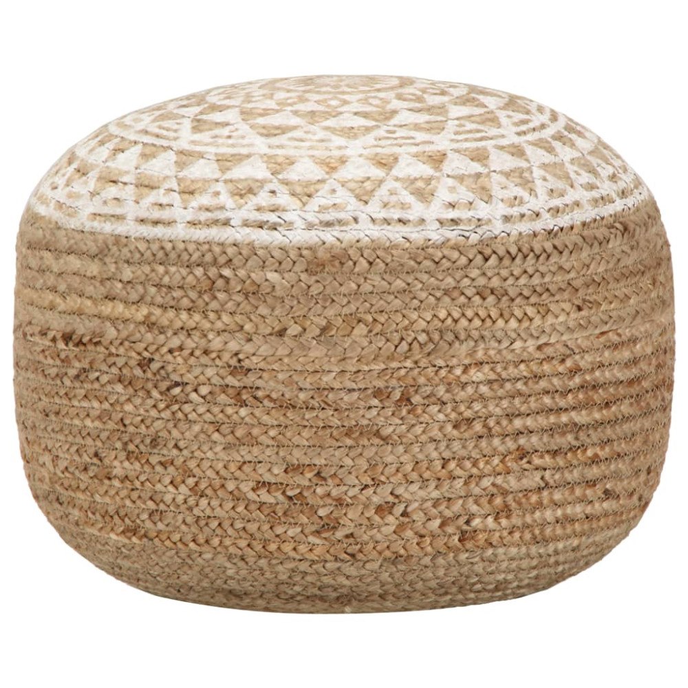 vidaXL Handgjord sittpuff vit 45x30 cm jute