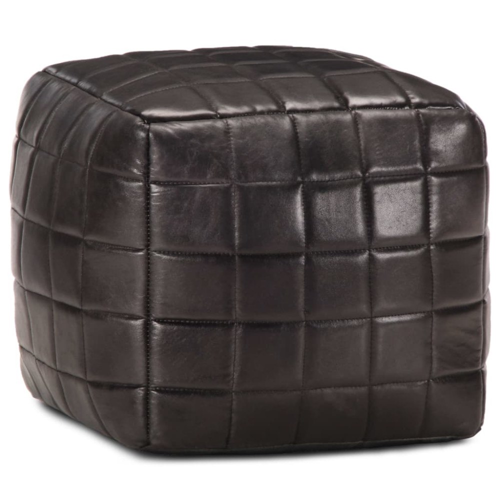 vidaXL Sittpuff svart 40x40x40 cm äkta getskinn