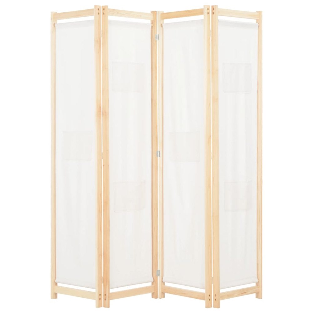 vidaXL Rumsavdelare 4 paneler 160x170x4 cm gräddvit tyg