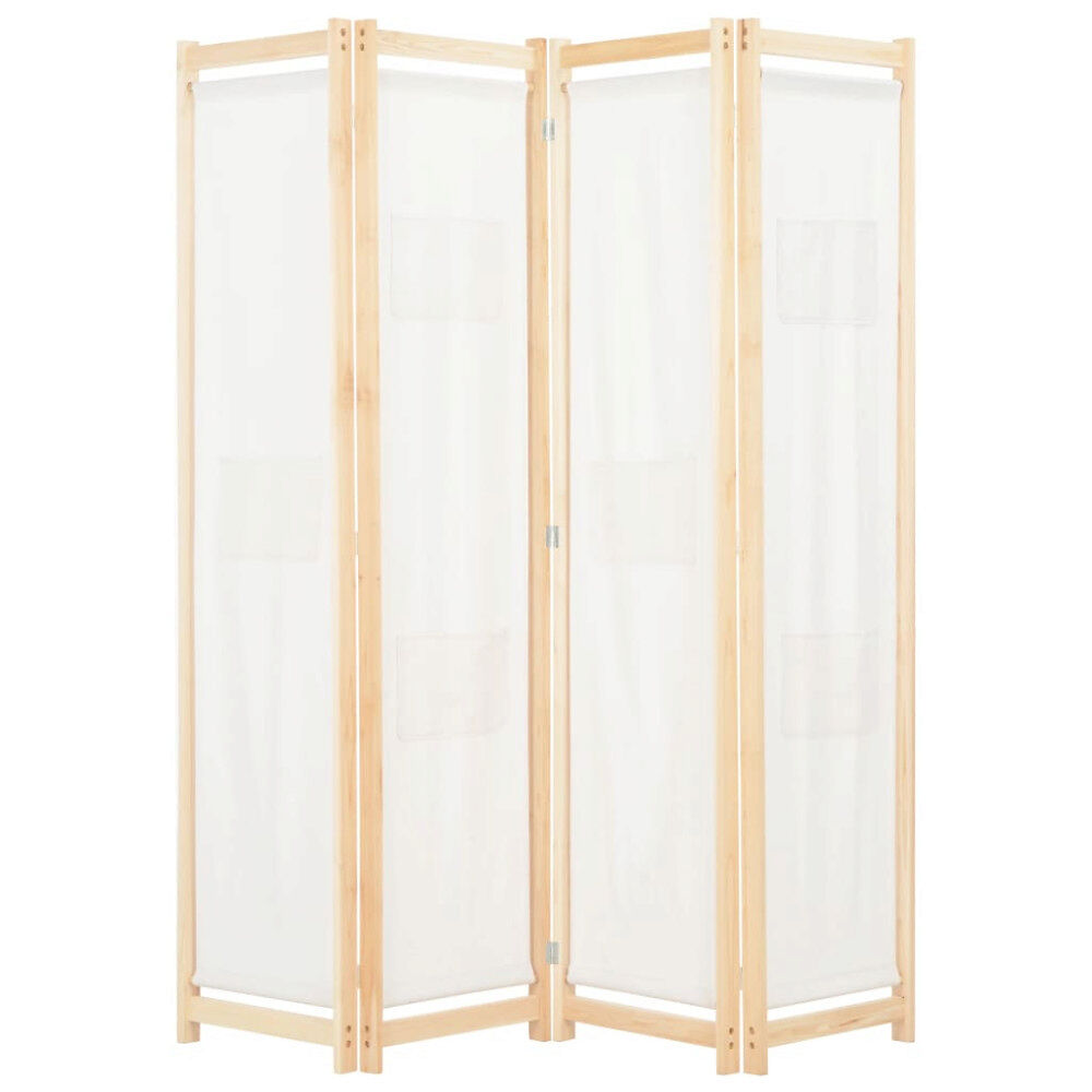 vidaXL Rumsavdelare 4 paneler 160x170x4 cm gräddvit tyg
