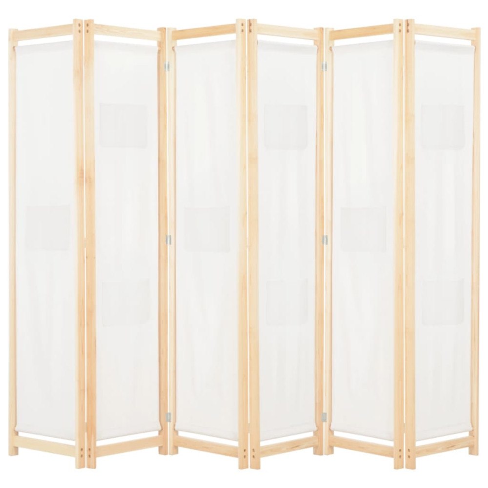 vidaXL Rumsavdelare 6 paneler 240x170x4 cm gräddvit tyg