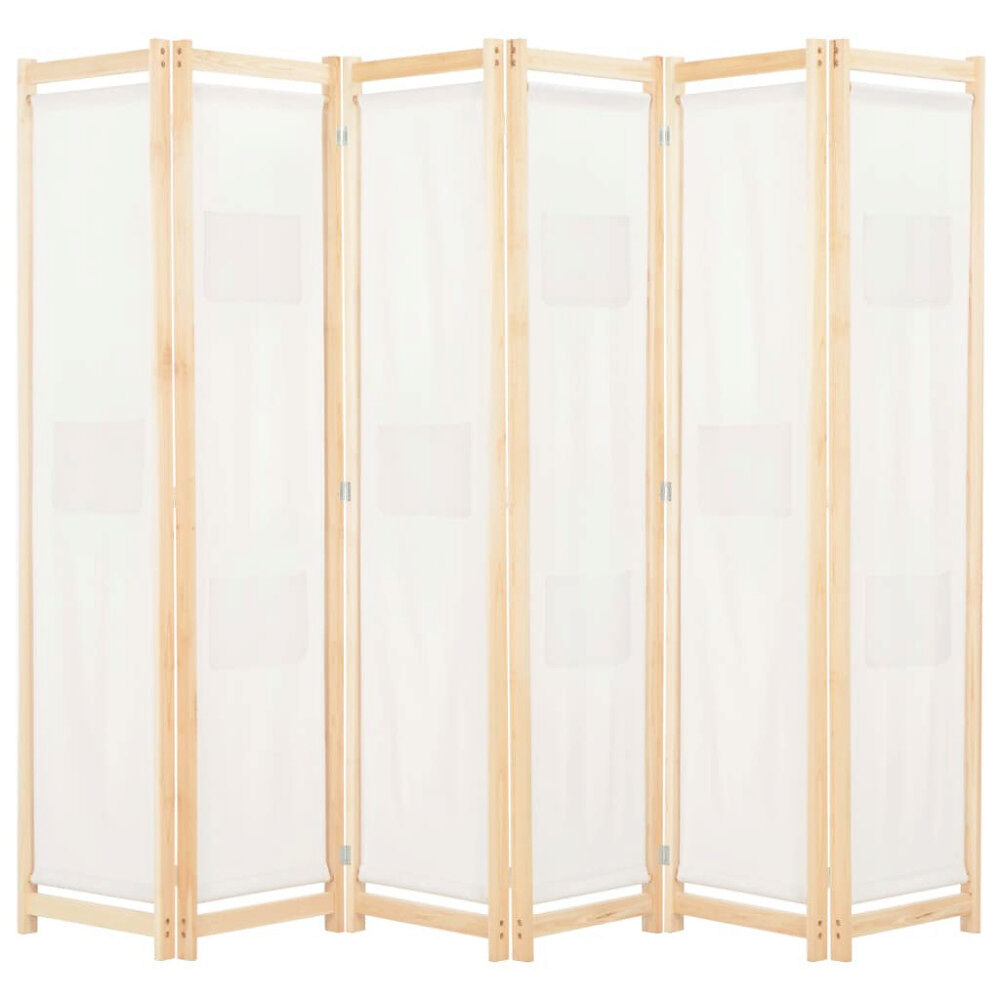 vidaXL Rumsavdelare 6 paneler 240x170x4 cm gräddvit tyg