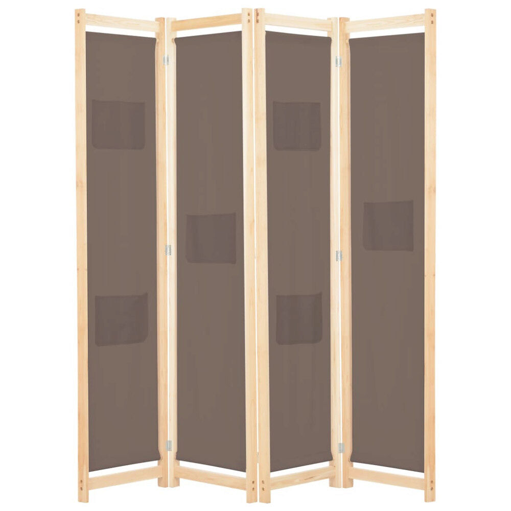 vidaXL Rumsavdelare 4 paneler 160x170x4 cm brun tyg