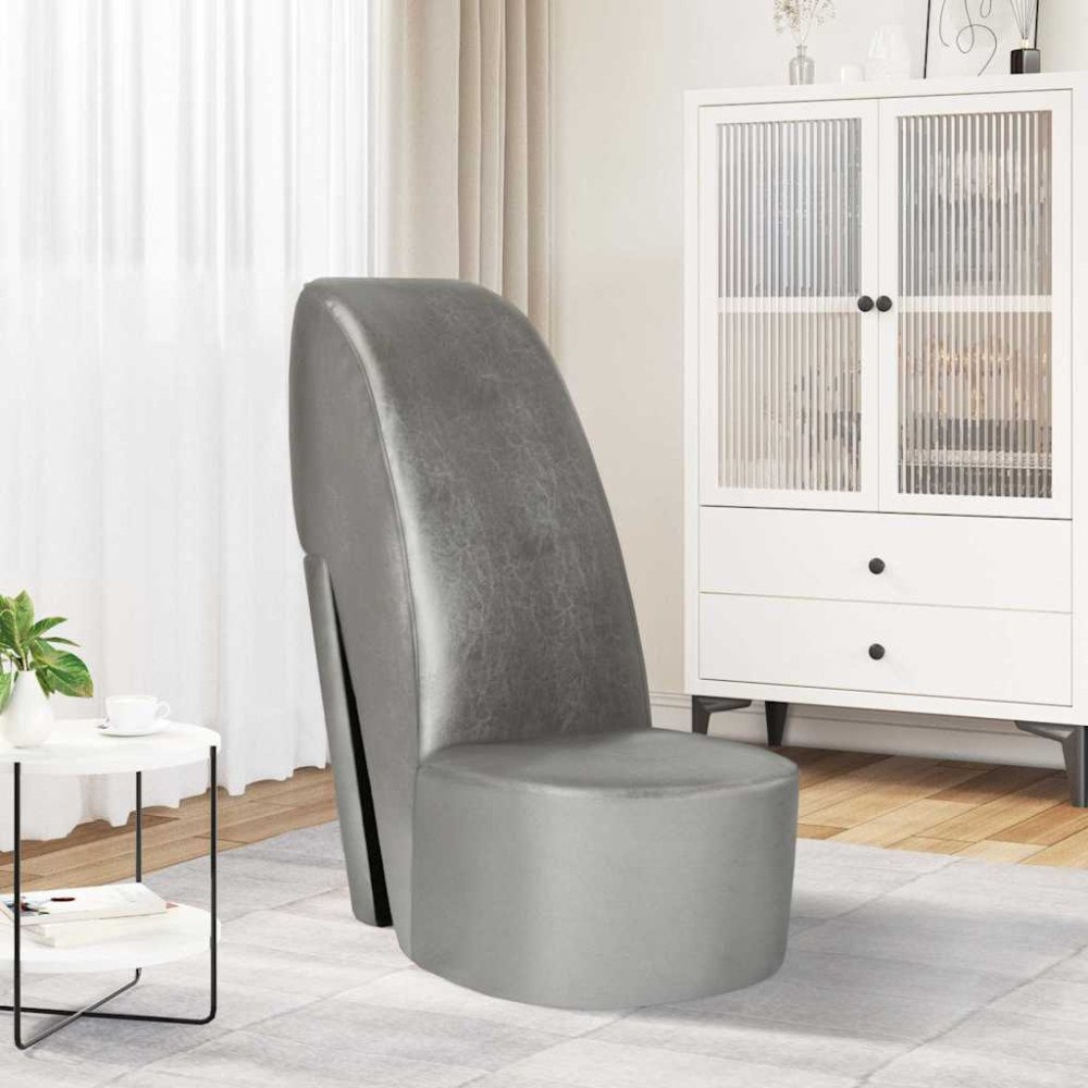 vidaXL Stol klacksko silver konstläder
