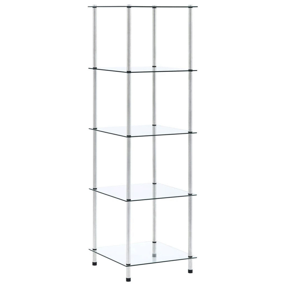 vidaXL Hylla 5 hyllplan transparent 40x40x130 cm härdat glas
