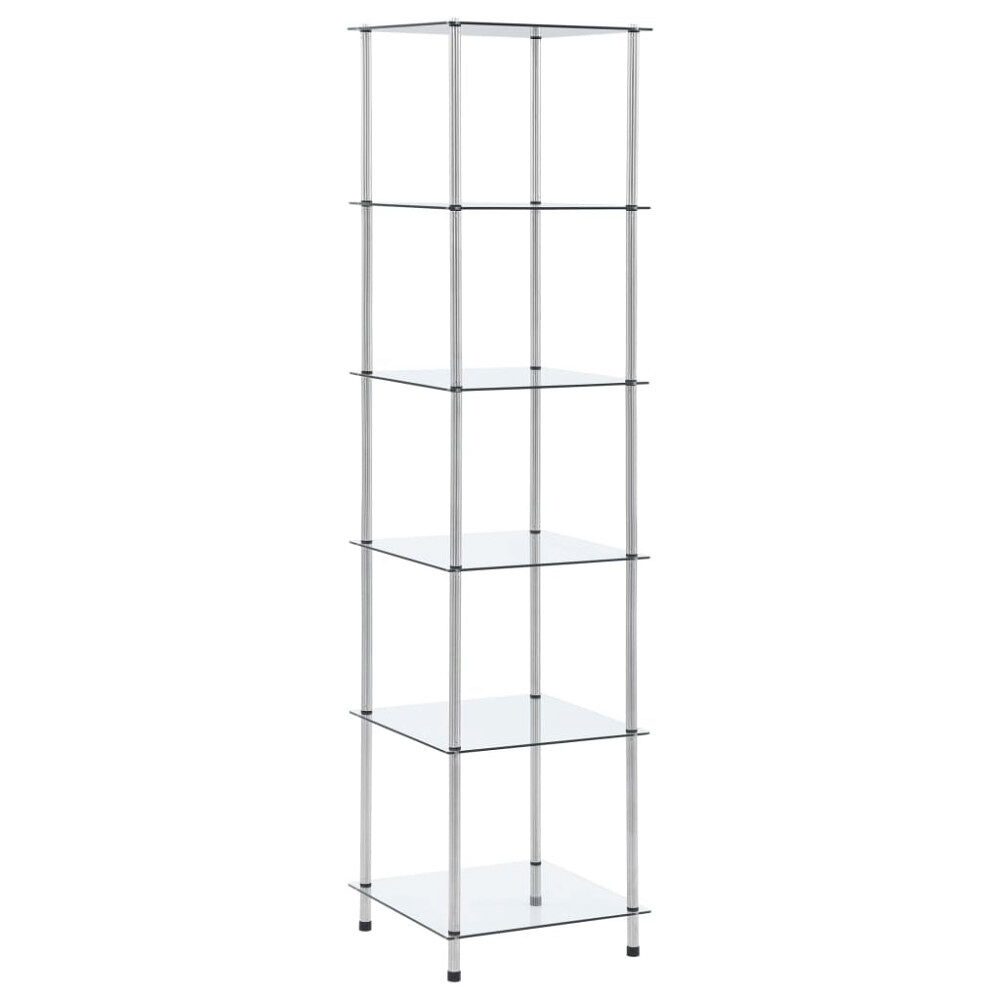 vidaXL Hylla 6 hyllplan transparent 40x40x160 cm härdat glas