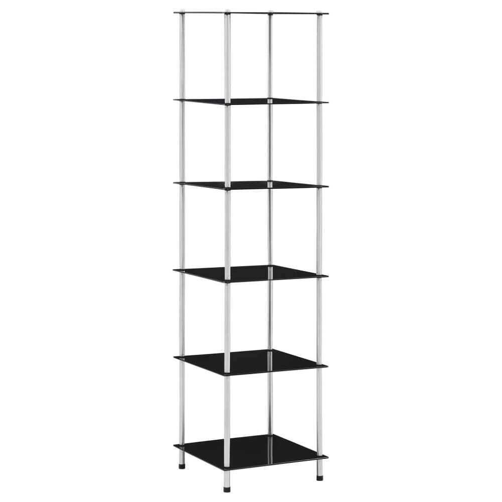 vidaXL Hylla 6 hyllplan svart 40x40x160 cm härdat glas