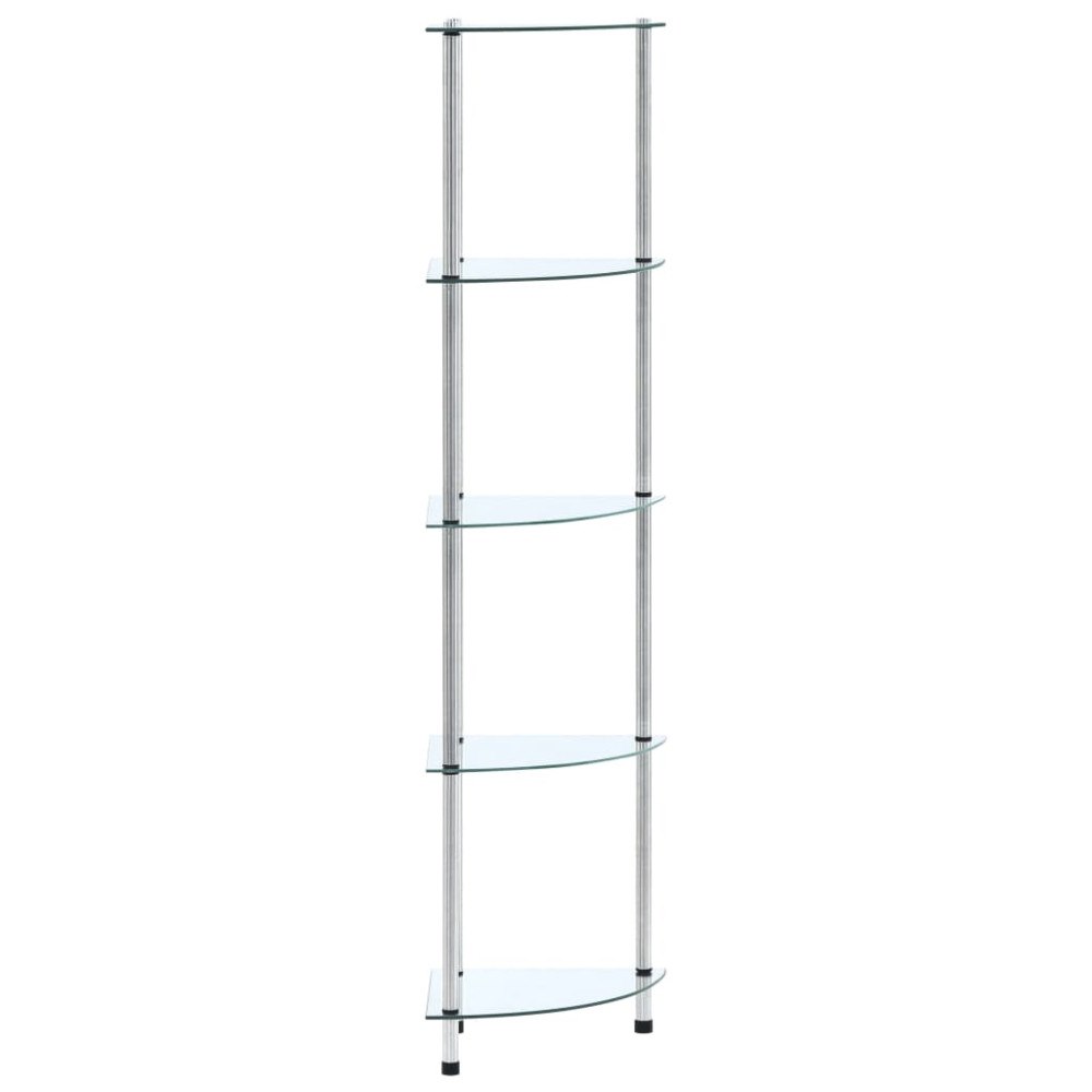 vidaXL Hylla 5 hyllplan transparent 30x30x130 cm härdat glas