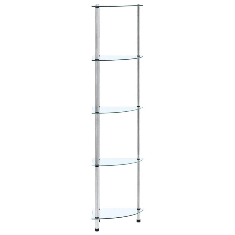 vidaXL Hylla 5 hyllplan transparent 30x30x130 cm härdat glas