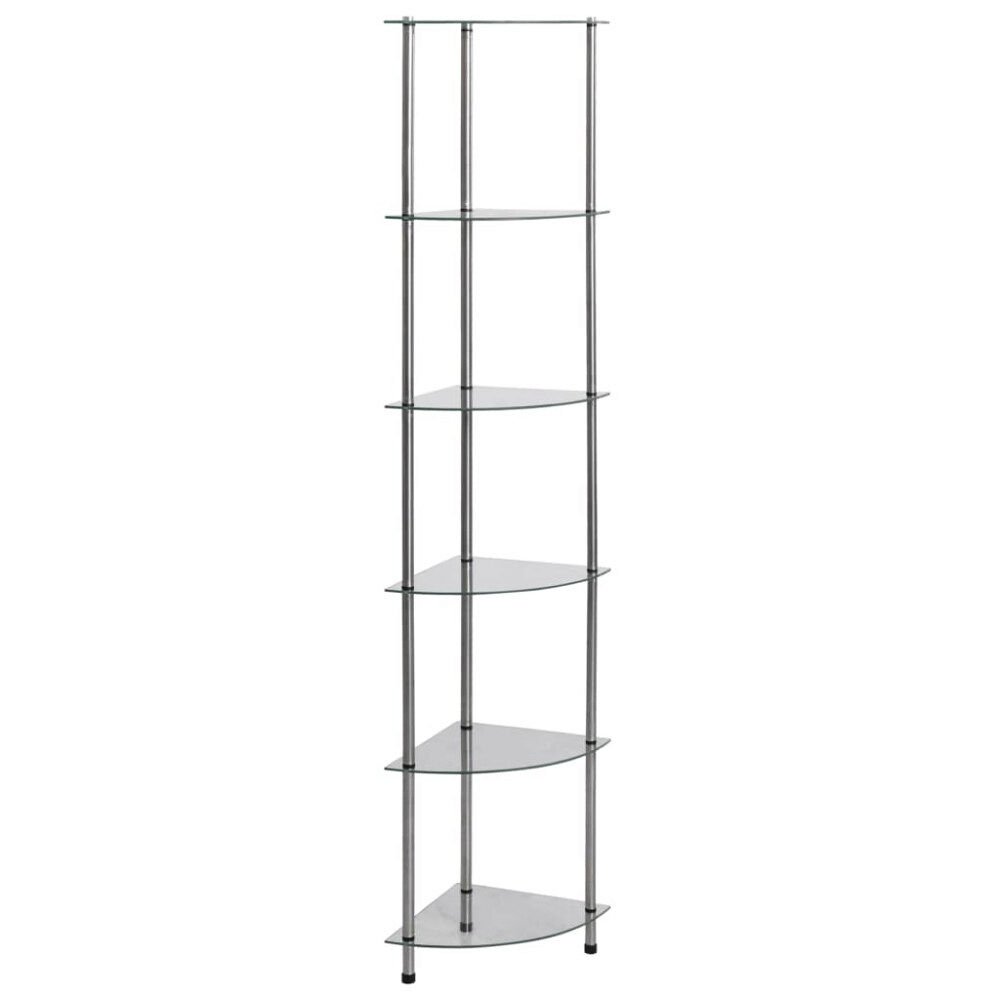 vidaXL Hylla 6 hyllplan transparent 30x30x160 cm härdat glas