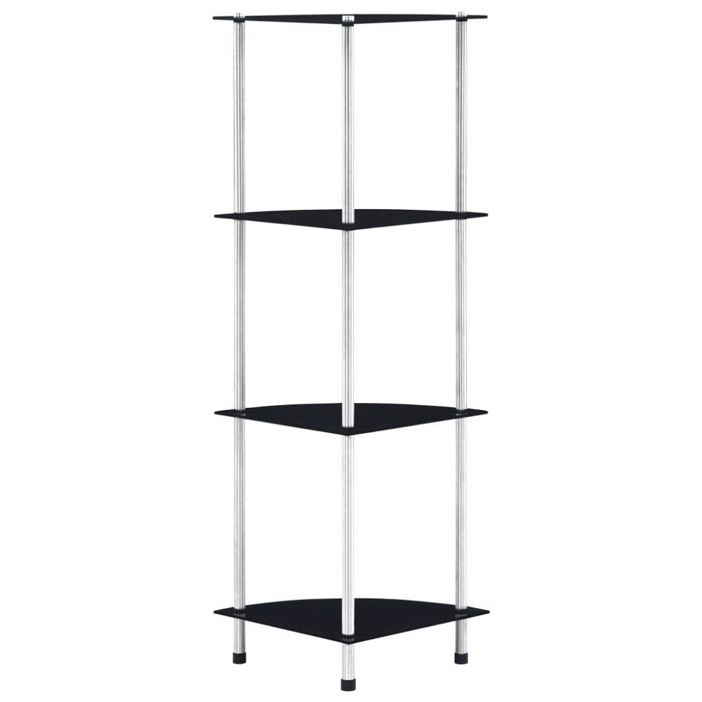 vidaXL Hylla 4 hyllplan svart 30x30x100 cm härdat glas