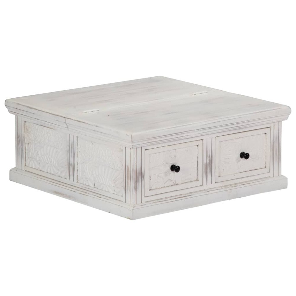 vidaXL Soffbord vit 70x70x30 cm massivt mangoträ