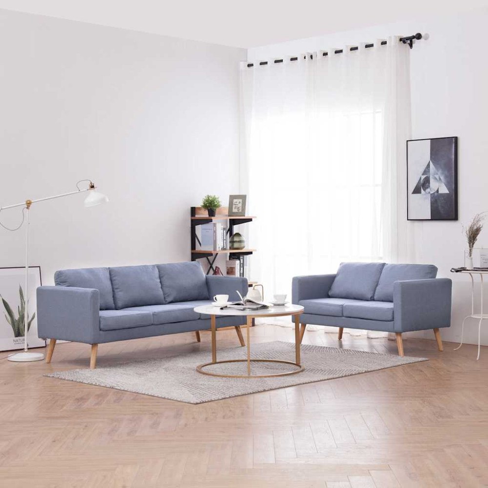 vidaXL Soffgrupp med 2-sits och 3-sits tyg ljusgrå