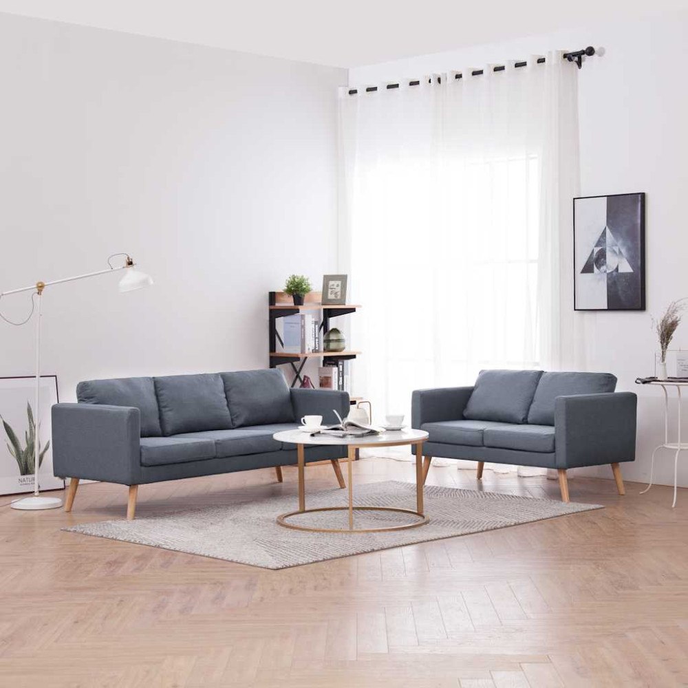 vidaXL Soffgrupp med 2-sits och 3-sits tyg mörkgrå