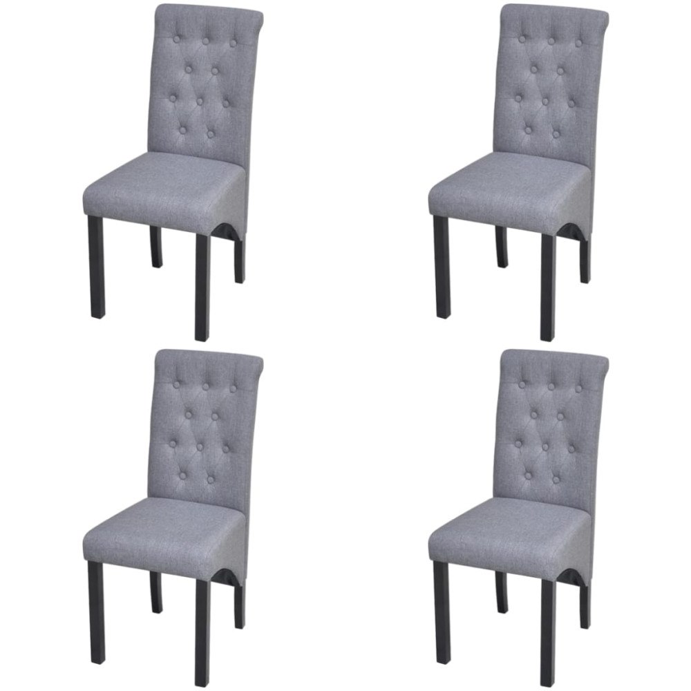 vidaXL Matstolar 4 st ljusgrå tyg