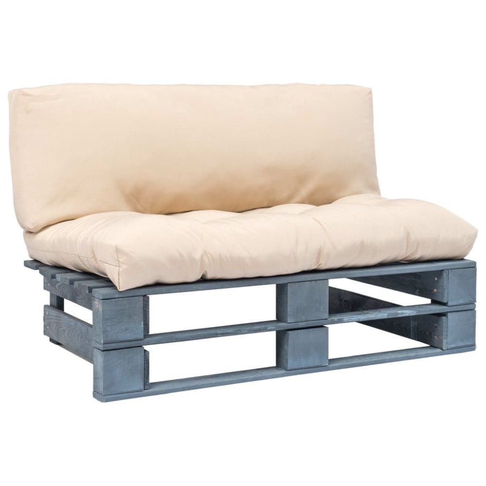 vidaXL Pallsoffa med dynor sandfärgad massiv furu