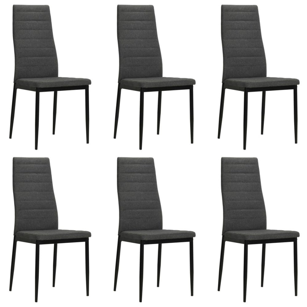 vidaXL Matstolar 6 st mörkgrå tyg
