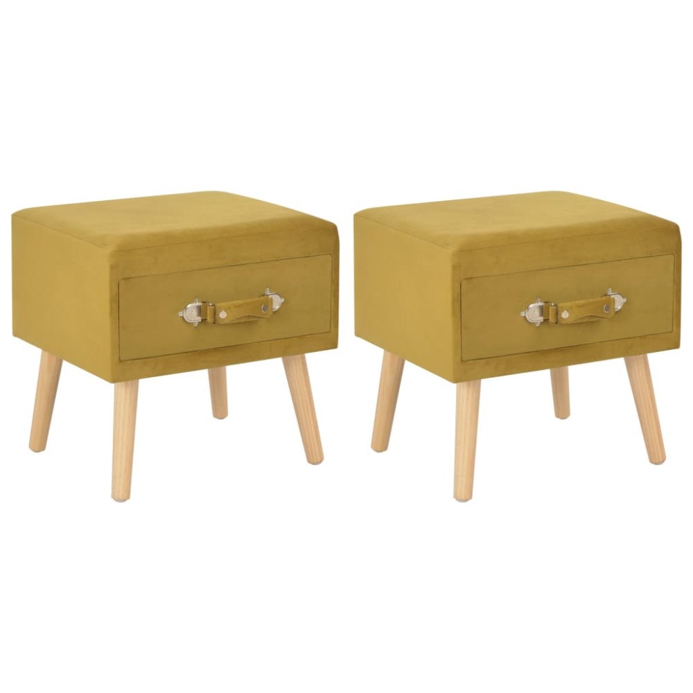 vidaXL Sängbord 2 st senapsgul 40x35x40 cm sammet